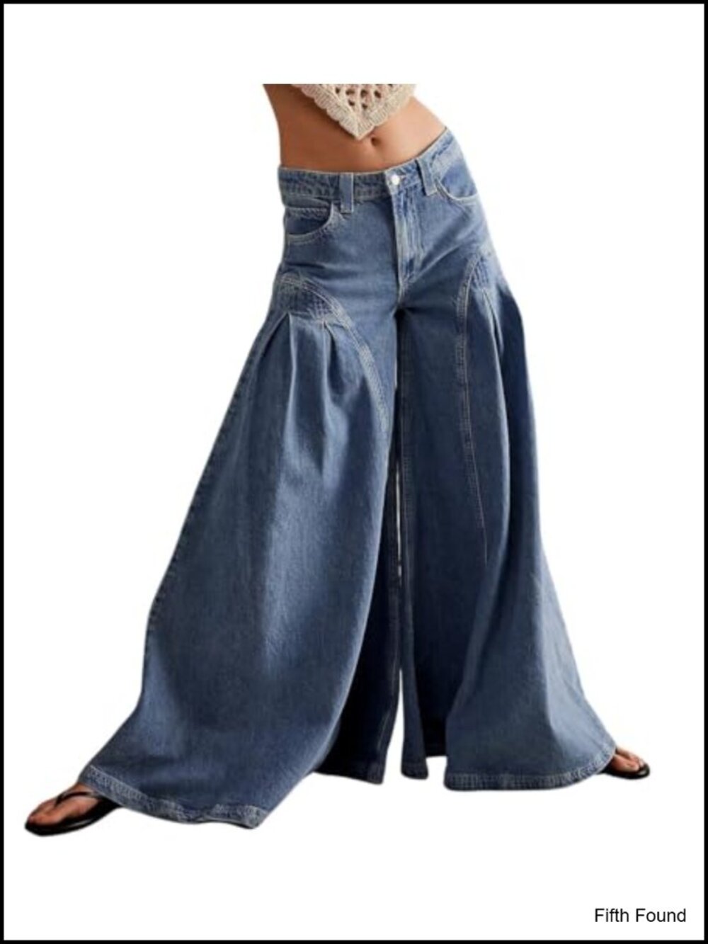 Womens Y2K Baggy Boyfriend Culotte Flare Wide Leg Loose Denim Jeans with Pockets
